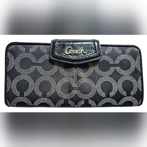 Coach Black and Gray Dotted Op Art Bifold Signature Wallet/clutch